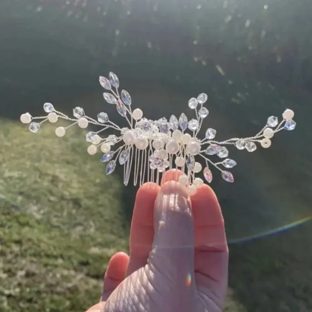 Bridal Flower Girl Silver Boho Wedding Gala Hair Comb Clip Hair Accessory